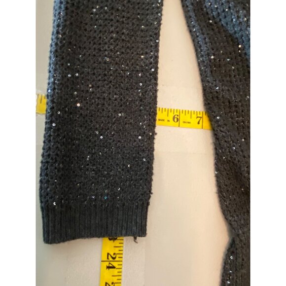 Victorias Secret Gray Sequin Open Front Long Cardigan Sweater Medium - Picture 10 of 10
